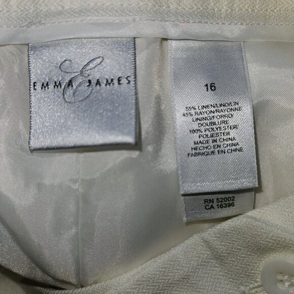 Emma James Wide Leg Pants Womens 16 Ivory Linen Blend Trousers Lined Washable - Picture 7 of 10